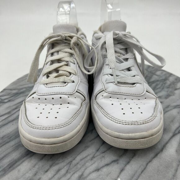 Nike Court Borough Shoes Youth Big Kid 4Y Triple White Leather Low Top Lace - Picture 3 of 11